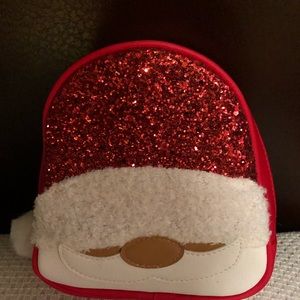 Bath & Body Works Santa Glitter Red & Fleece Christmas Cosmetic/Travel Bag